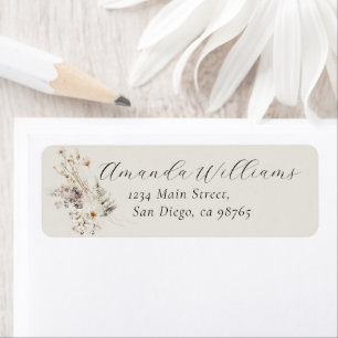 Wildflower Boho Rustic Bridal Shower Recipe Return Address Label
