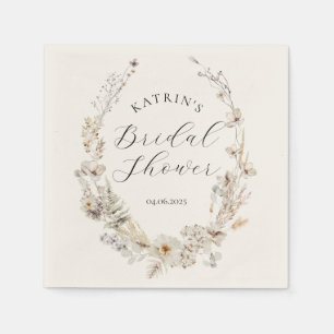 Wildflower Boho Rustic Elegant Bridal Shower Napkin