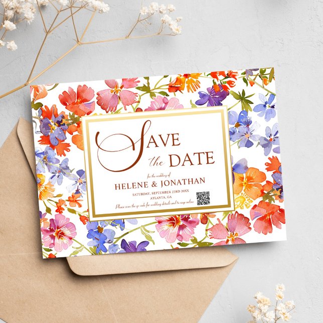 Wildflower Boho Rustic Floral Elegant Wedding Save The Date (Wildflower Boho Rustic Floral Elegant Wedding Save The Date)