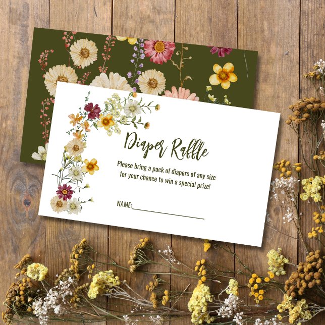 Wildflower boho sage green diapler raffle enclosure card (Creator Uploaded)
