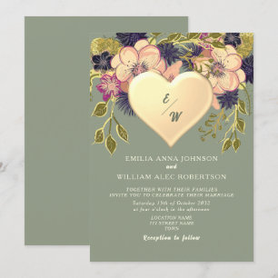 Wildflower Boho Sage Wedding  Invitation