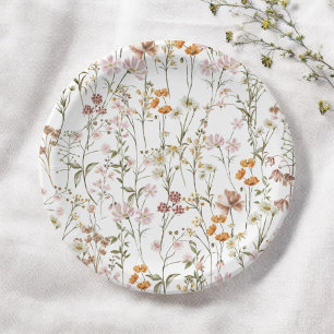 Wildflower Boho Wedding In Bloom Garden Paper Plate