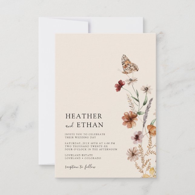 Wildflower Boho Wedding Invitation (Front)