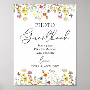 Wildflower Boho Wedding Photo Guestbook Sign