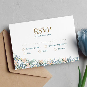 Wildflower Boho Wedding with Initial Monogram RSVP Card