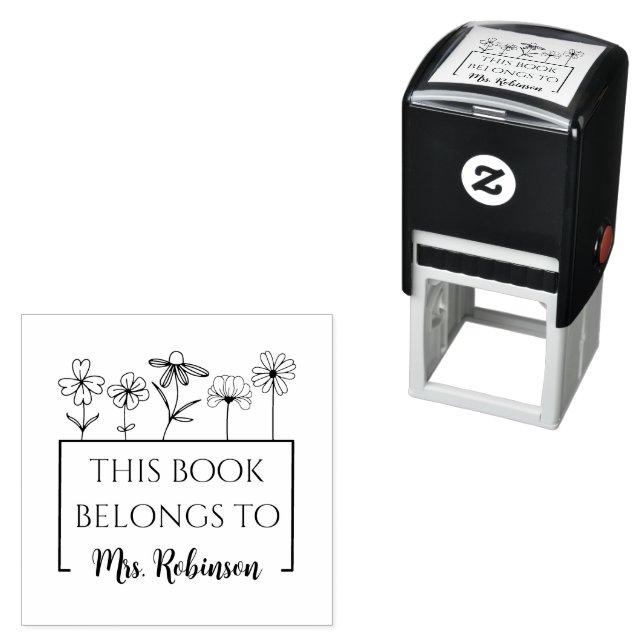 Wildflower Book Label Teacher Classroom Library Self-inking Stamp (In Situ)