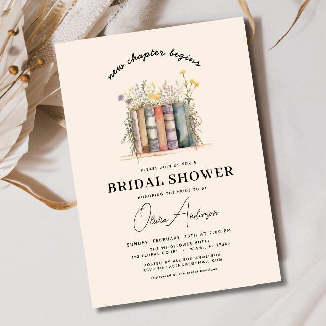 Wildflower Book New Chapter Begins Bridal Shower Invitation (Creator Uploaded)