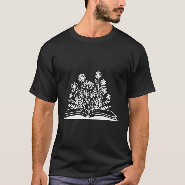 Wildflower Book Reading Book S T-Shirt (Front)