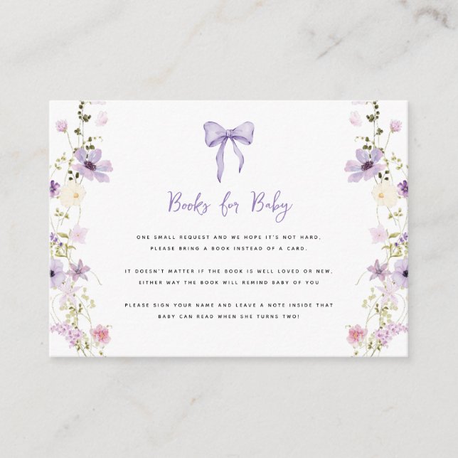 Wildflower Book Request Baby Shower Enclosure Card (Front)