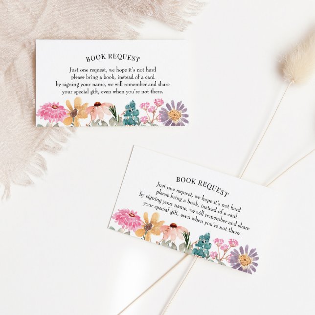 Wildflower Book Request/Book for Baby Baby Shower Business Card (Creator Uploaded)