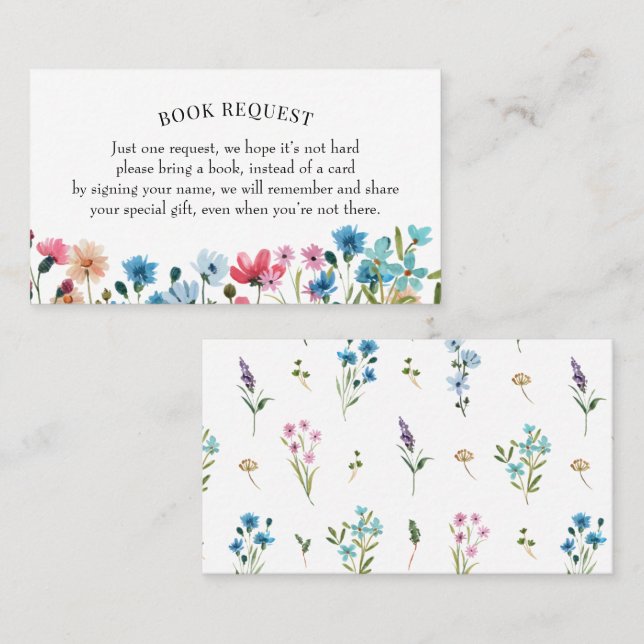 Wildflower Book Request or Book for Baby Card (Front/Back)