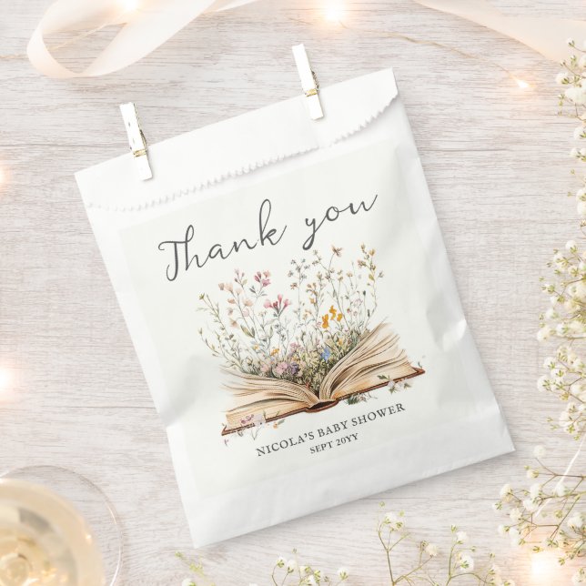 Wildflower | Book Theme Baby Shower Favour Bag (Clipped)