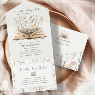 Wildflower   Book Theme Baby Shower Invitation
