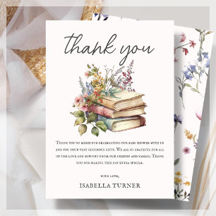 Wildflower Book Theme Baby Shower  Thank You Card