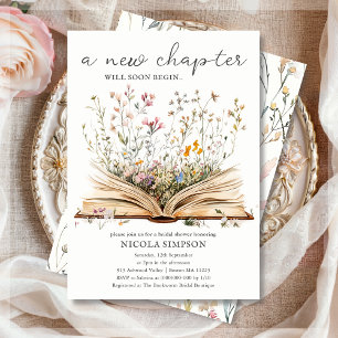 Wildflower   Book Theme Bridal Shower Invitation