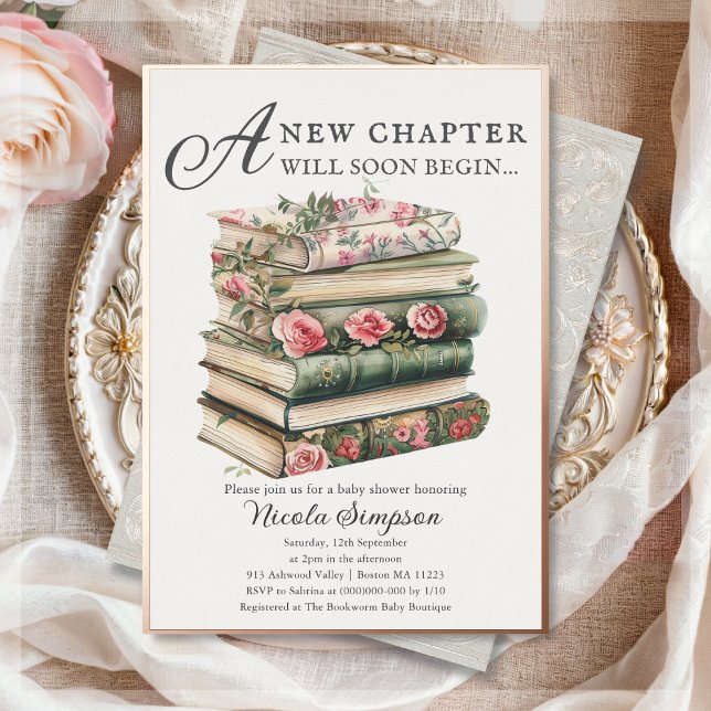 Wildflower Book-themed Baby Shower Foil Invitation (Creator Uploaded)