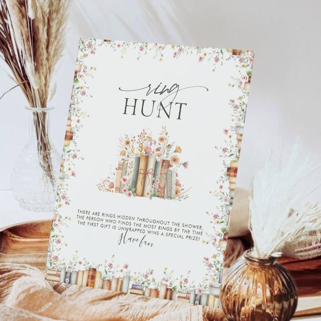 Wildflower Book Themed Bridal Shower Ring Hunt  Pedestal Sign (Creator Uploaded)