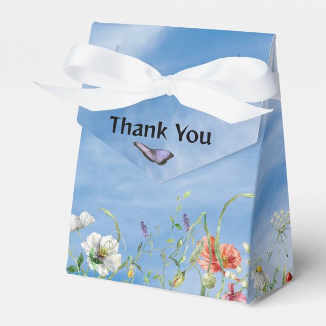 Wildflower Border and Butterfly  Favour Box (Front Side)