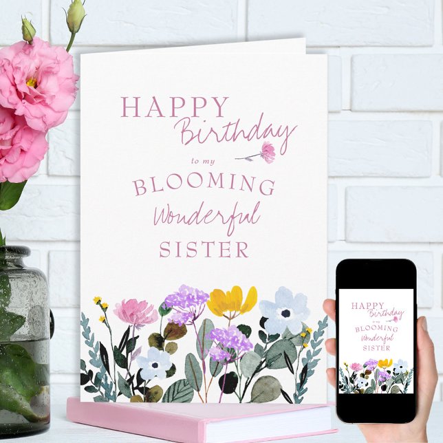 Wildflower Border Blooming Wonderful Birthday Card (Creator Uploaded)