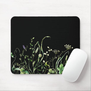 Wildflower Border On Black Mouse Pad