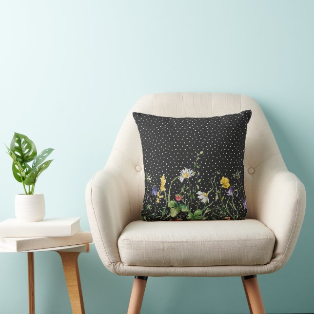 Wildflower Border On Swiss Dots Cushion (Chair)