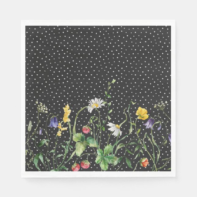 Wildflower Border On Swiss Dots Napkin (Front)