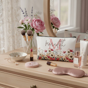 Wildflower border personalised accessory pouch