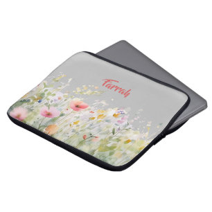 Wildflower Border Personalised Laptop Sleeve