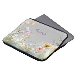 Wildflower Border Personalised Laptop Sleeve