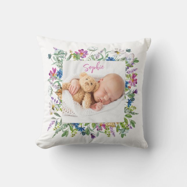 Wildflower Border Photo  Cushion (Front)