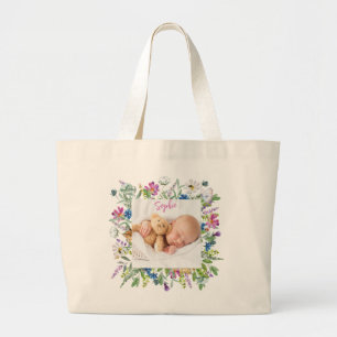 Wildflower Border Photo Large Tote Bag