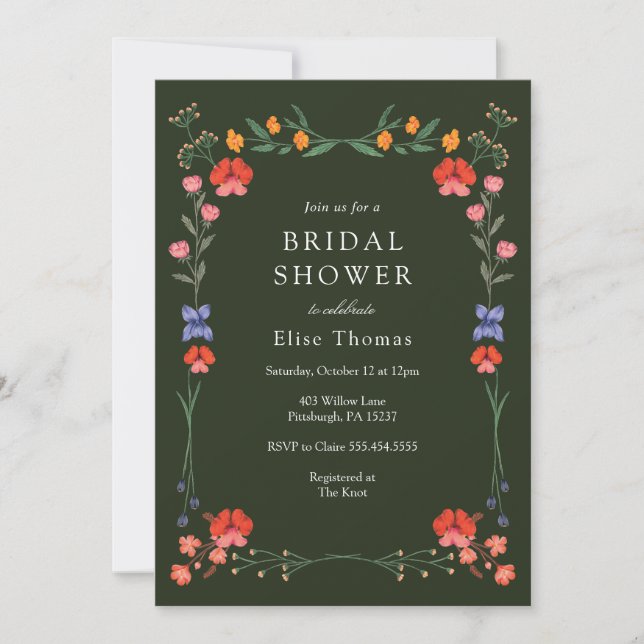Wildflower Botanic Garden Bridal Shower  Invitation (Front)