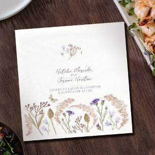 Wildflower botanic watercolor fall wedding napkin