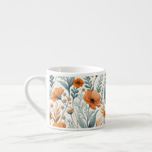 Wildflower Botanical Boho Floral Watercolor Espresso Cup