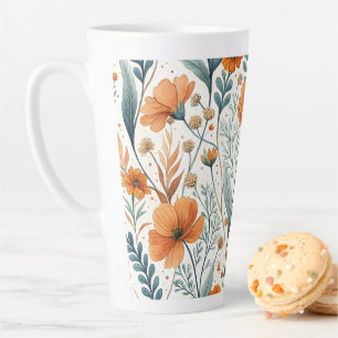 Wildflower Botanical Boho Floral Watercolor Latte Mug