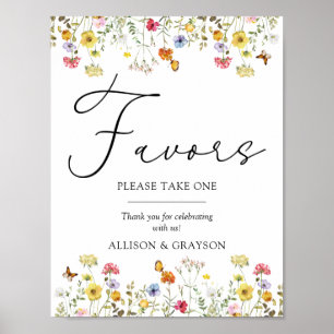 Wildflower Botanical Boho Wedding Favour Table Sig Poster