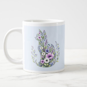 Wildflower Botanical Cat Silhouette Large Coffee Mug