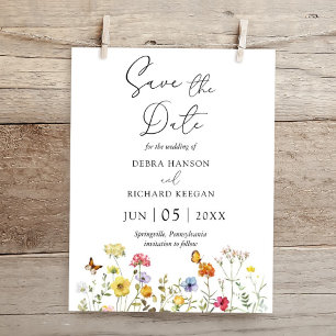 Wildflower Botanical Colourful Floral Save The Dat Save The Date