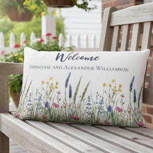 Wildflower Botanical Cottagecore Housewarming Gift Lumbar Cushion