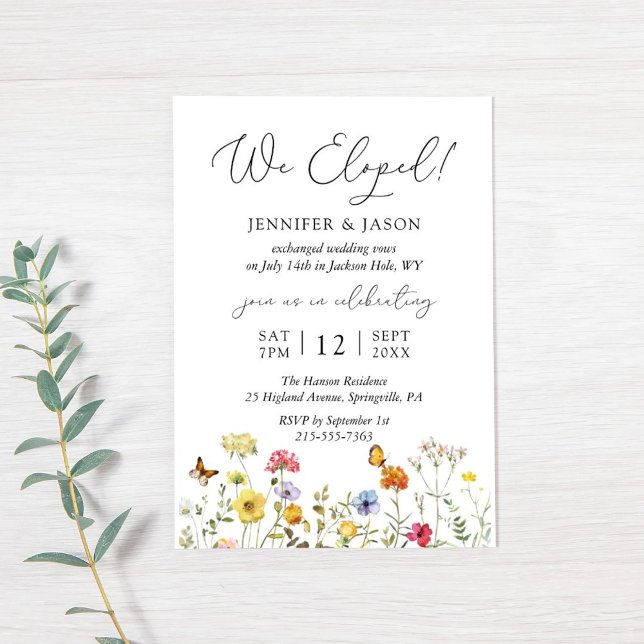 Wildflower Botanical Elopement Wedding Reception Invitation (Creator Uploaded)