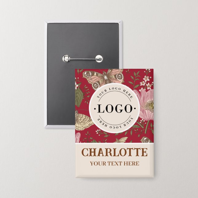 Wildflower Botanical Floral Business logo Name tag (Front/Back)
