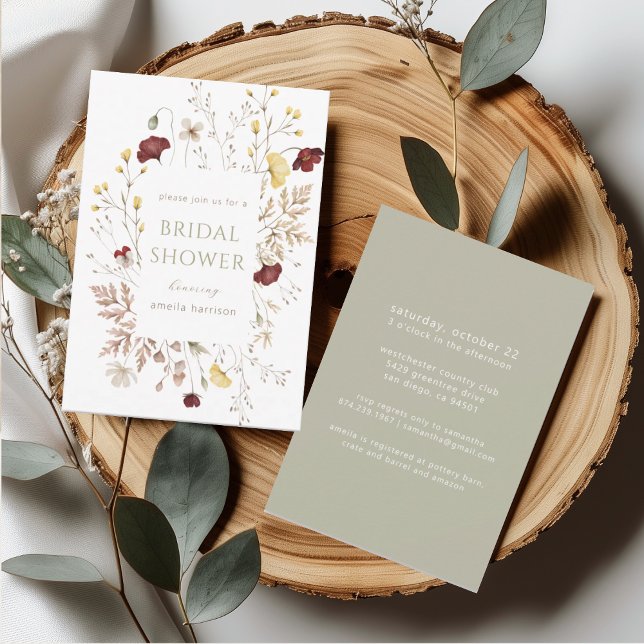 Wildflower Botanical Floral Frame Bridal Shower Invitation (Creator Uploaded)