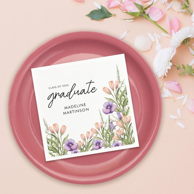 Wildflower Botanical Graduation Party Napkin (Creator Uploaded)
