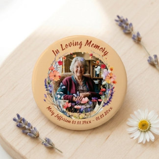 Wildflower Botanical Memorial Remembrance Photo 7.5 Cm Round Badge