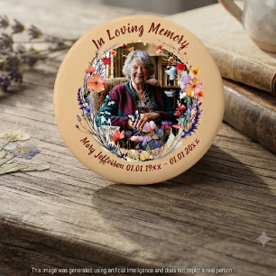 Wildflower Botanical Memorial Remembrance Photo 7.5 Cm Round Badge