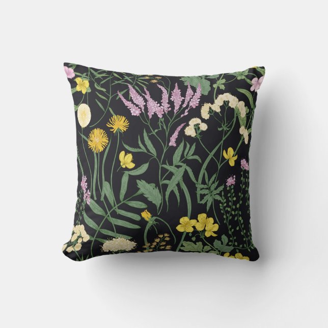 Wildflower Botanical Nature-Inspired Decorative  Cushion (Front)