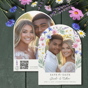 Wildflower Botanical Photo Arch QR Code Save The Date