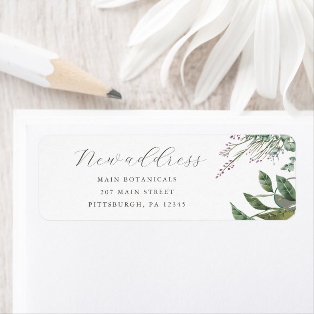 Wildflower Botanical Script New Address Return Address Label (Insitu)