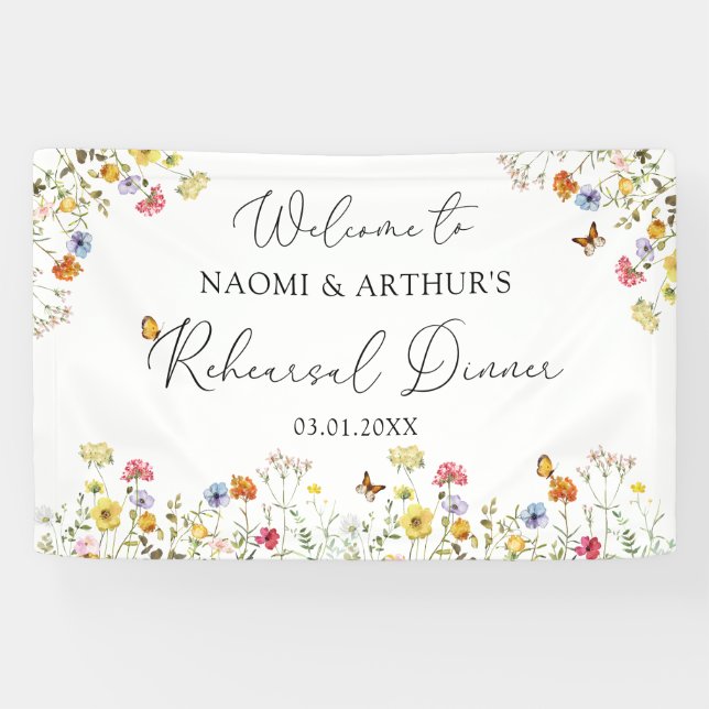 Wildflower Botanical Welcome Rehearsal Dinner Sign (Horizontal)