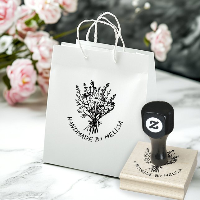 Wildflower Bouquet CUSTOM Personalised  Rubber Stamp (Wildflower Bouquet Handmade DIY Gifts Crafts CUSTOM Personalized Rubber Stamp
)